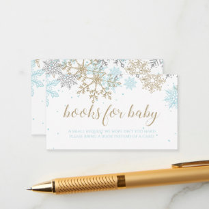 Bücher für Baby Blau Gold Schneeflocke Beilagekart Begleitkarte