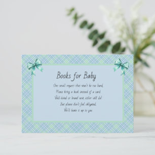 Bücher für Baby Blau und Grün Kariert Begleitkarte