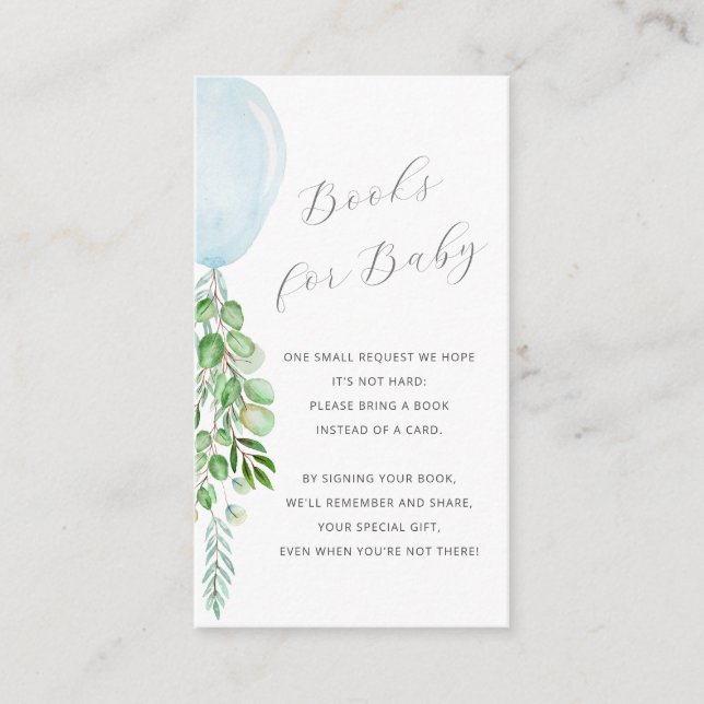 Bücher für Baby Blue Balloons Eucalyptus Begleitkarte (Vorderseite)