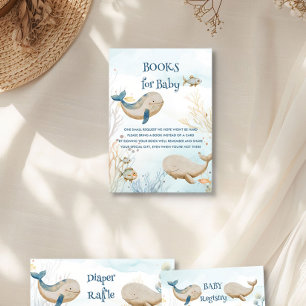 Bücher für Baby Blue Beige Whale Baby Shower Begleitkarte