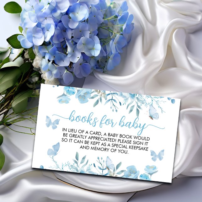 Bücher für Baby Blue Floral Baby Dusche Begleitkarte (Von Creator hochgeladen)