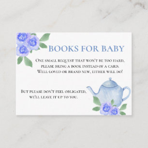 Bücher für Baby Blue Floral Teapot Babydusche Begleitkarte