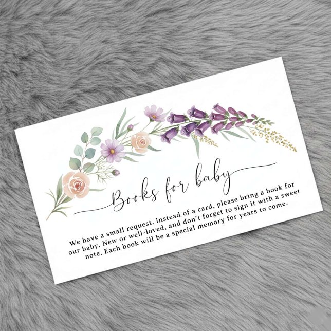 Bücher für Baby Boho Floral Baby Shower individuel Begleitkarte (Von Creator hochgeladen)