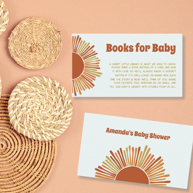 Bücher für Baby Boho Retro Boy Baby Dusche Begleitkarte (Books For Baby Boho Retro Boy Baby Shower Enclosure Card)