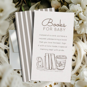 Bücher für Baby Brown Stripes Baby Shower Begleitkarte