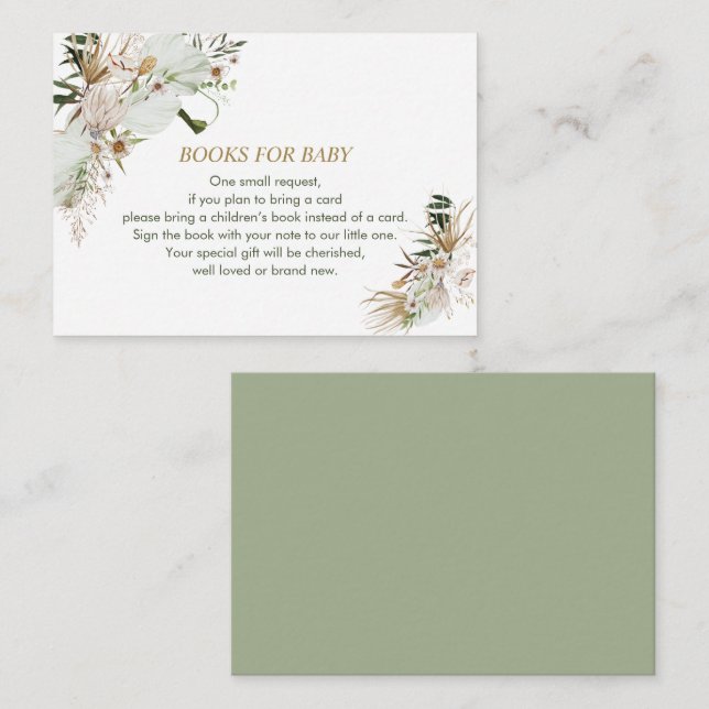 Bücher für Baby, Buchungsanfrage, Babydusche Boho Begleitkarte (Vorne/Hinten)