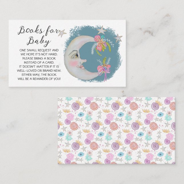 Bücher für Baby Celestial Moon Stars Blume Dusche Begleitkarte (Vorne/Hinten)