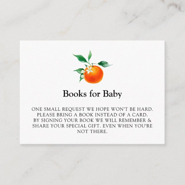 Bücher für Baby Clementine Baby, Orange Baby Dusch Begleitkarte (Vorderseite)