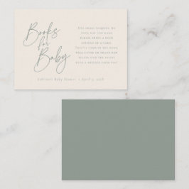Bücher für Baby | Elegante Script Sage Green Begleitkarte