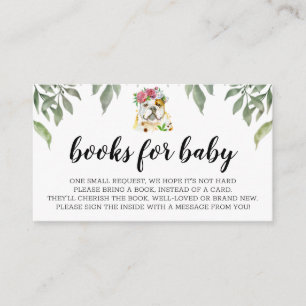 Bücher für Baby English Bulldog Boho Greenery Begleitkarte