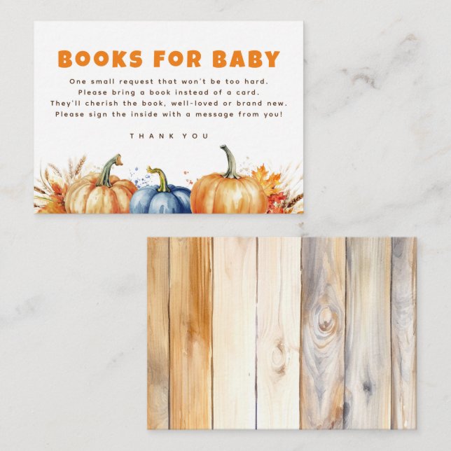 Bücher für Baby Fall Pumpkins Anforderungskarten Begleitkarte (Vorne/Hinten)
