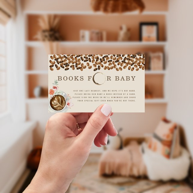 Bücher für Baby Floral Coffee Baby Dusche Begleitkarte (Von Creator hochgeladen)