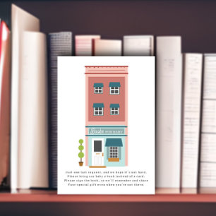 Bücher für Baby Gebäude Pink Babydusche Begleitkarte