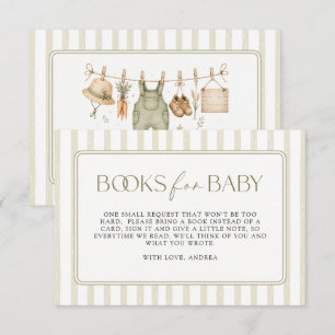 Bücher für Baby Grün Lokal Gewachsene Babyparty Begleitkarte