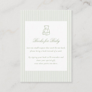 Bücher für Baby Hellgrüne Babyshower-Geschenke Begleitkarte