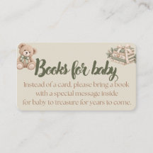 Bücher für Baby-Karte | Baby Shower-Einlage