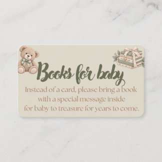 Bücher für Baby-Karte | Baby Shower-Einlage Visitenkarte