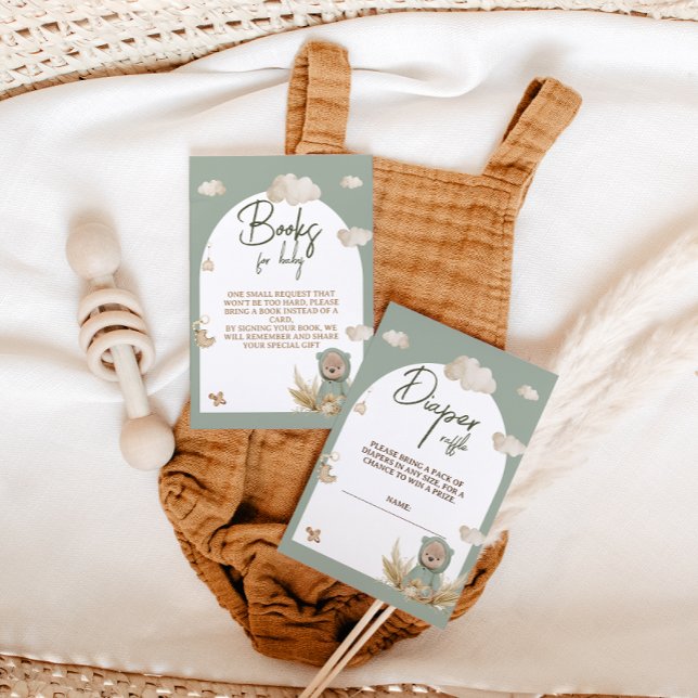 Bücher für Baby Kinderzimmer Boho Bear Baby Dusche Begleitkarte (Von Creator hochgeladen)