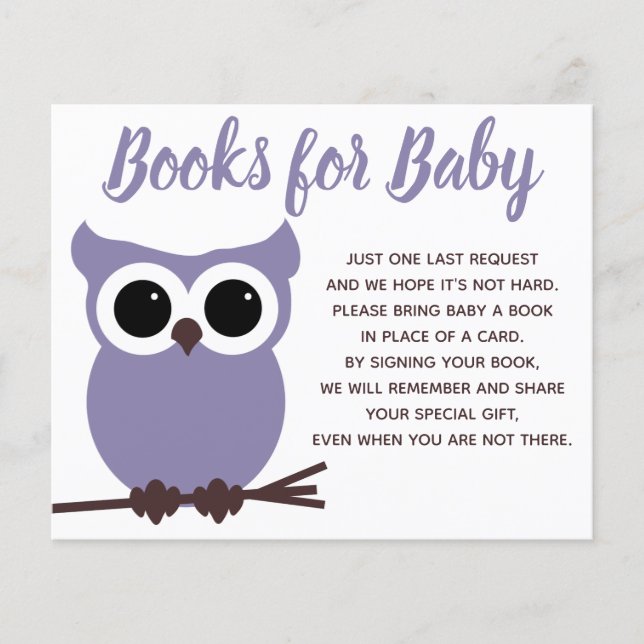 Bücher für Baby Lila Owl Babydusche (Vorderseite)