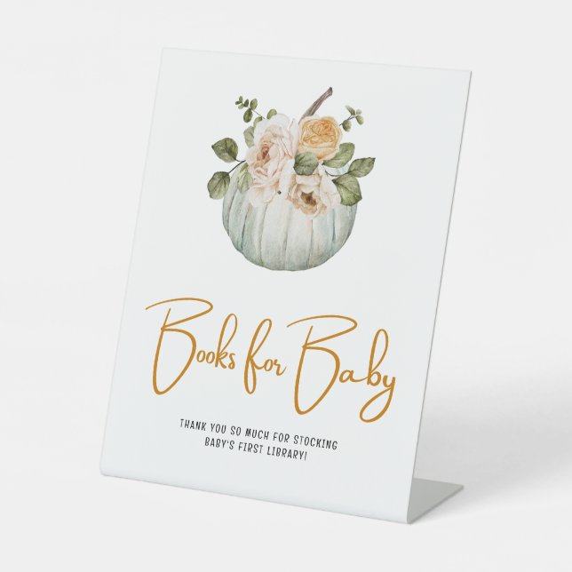 Bücher für Baby Little Pumpkin Fall Babydusche Sockelschild (Vorderseite)