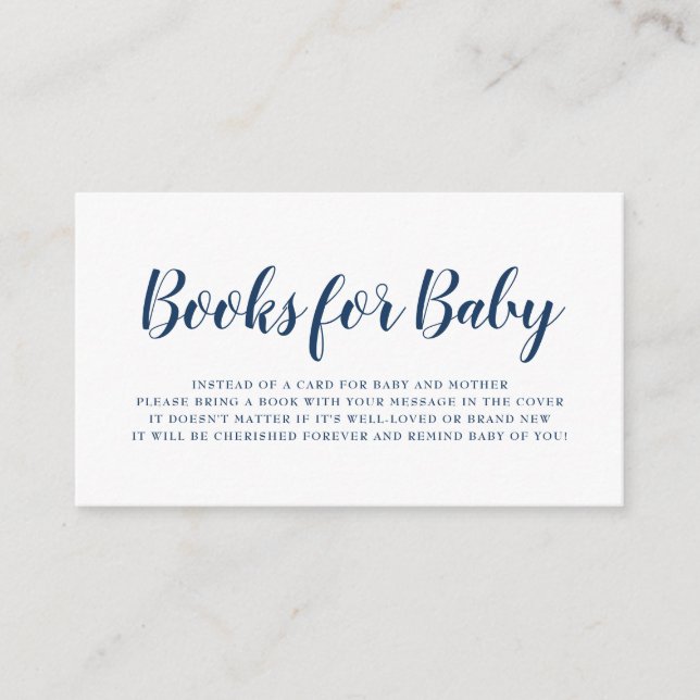 Bücher für Baby Navy Blue Polka Dot Baby Dusche Begleitkarte (Vorderseite)