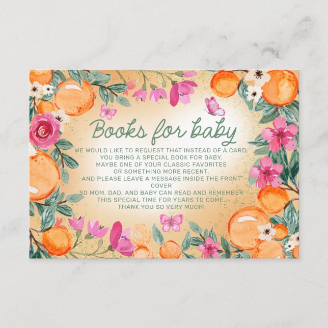 Bücher für Baby Orange Pink Blume Kleine Süsse Begleitkarte (Vorderseite)