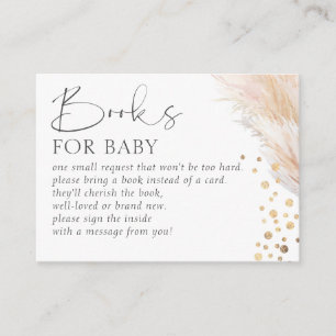 Bücher für Baby Pampas Grass Gold Baby Dusche Begleitkarte