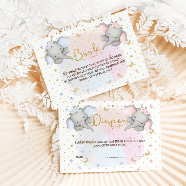 Bücher für Baby Pink Blue Floral Elephant Begleitkarte (Von Creator hochgeladen)