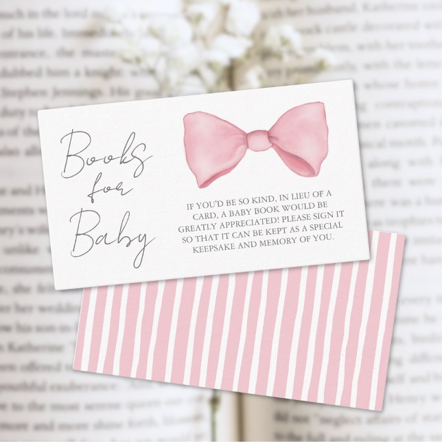 Bücher für Baby Pink Bow Babyduschkarte Begleitkarte (Books For Baby Pink Bow Baby Shower Enclosure Card )