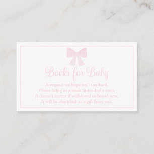 Bücher für Baby Pink Bow Preppy Baby Dusche Visitenkarte