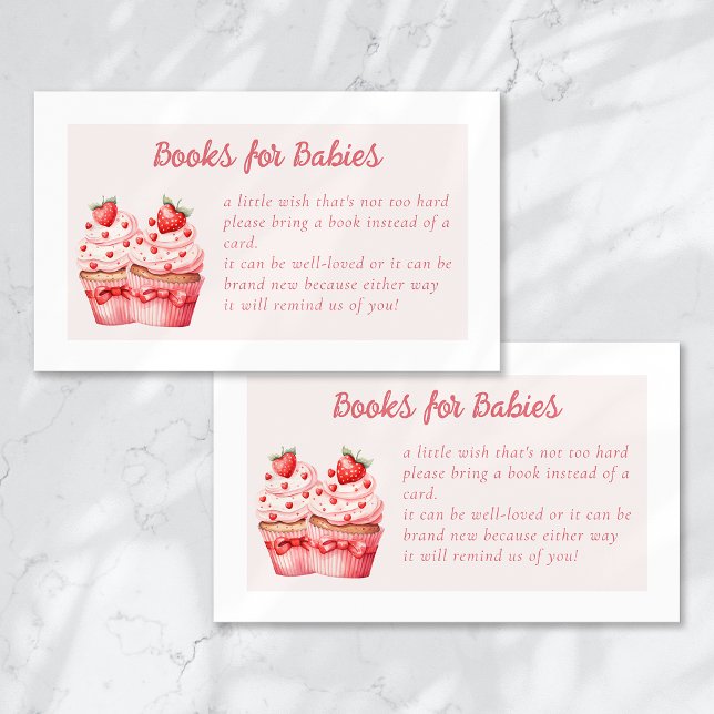 Bücher für Baby Pink Cupcake Twin Baby Dusche Begleitkarte (Von Creator hochgeladen)