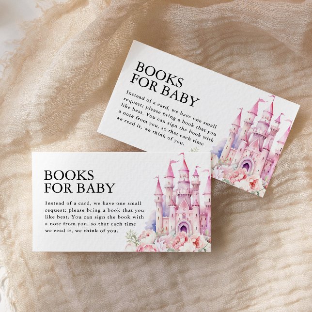 Bücher für Baby Pink Fairytale Castle Babydusche Begleitkarte (Von Creator hochgeladen)