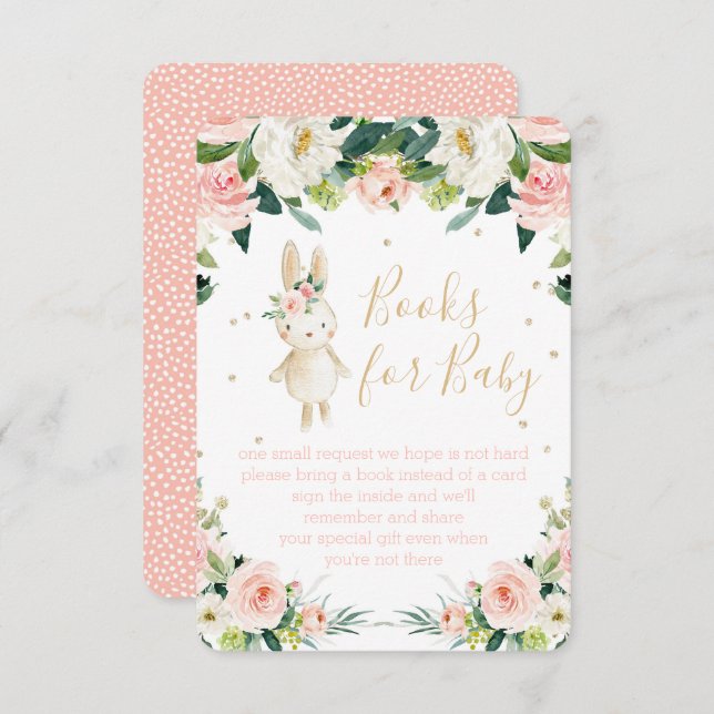 Bücher für Baby Pink Floral Begleitkarte (Vorne/Hinten)