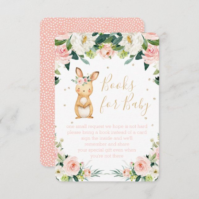 Bücher für Baby Pink Floral einiges Bunny Brown Begleitkarte (Vorne/Hinten)