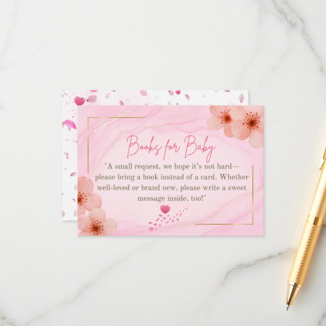 Bücher für Baby Pink Floral Einschließkarte Begleitkarte (Vorderseite/Rückseite Beispiel)