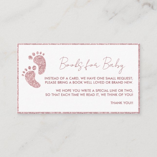 Bücher für Baby Pink Glitzer Feet Baby Shooter Begleitkarte (Vorderseite)