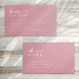 Bücher für Baby Pink Minimalistisch Baby Dusche Begleitkarte