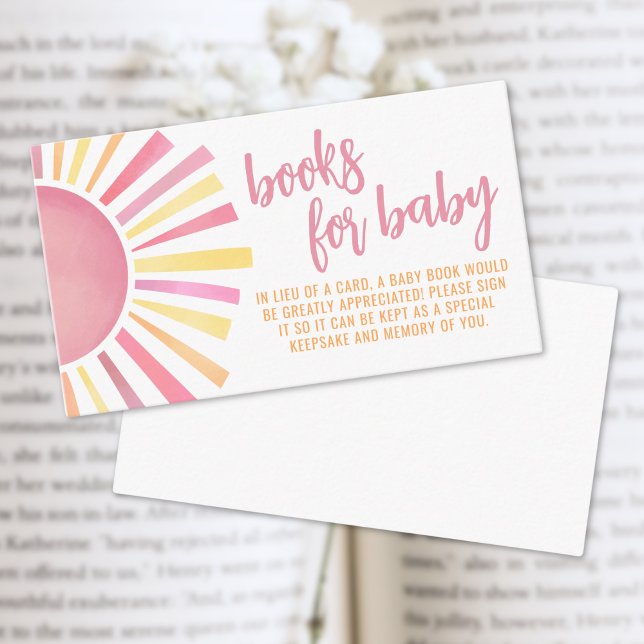 Bücher für Baby Pink Sun Babydusche Begleitkarte (Books For Baby Pink Sun Baby Shower Enclosure Card)