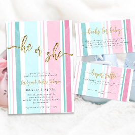 Bücher für Baby Pink und Blue Gender Reveal Party Begleitkarte