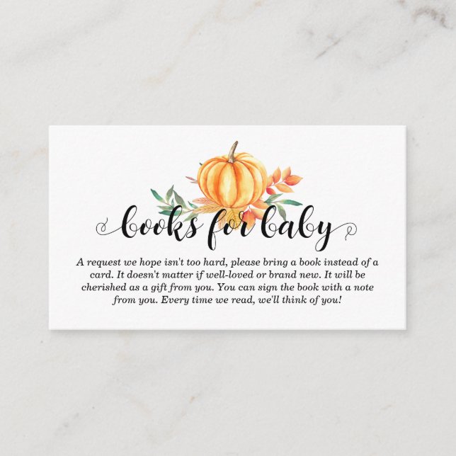 Bücher für Baby Pumpkin Baby Dusche Begleitkarte (Vorderseite)