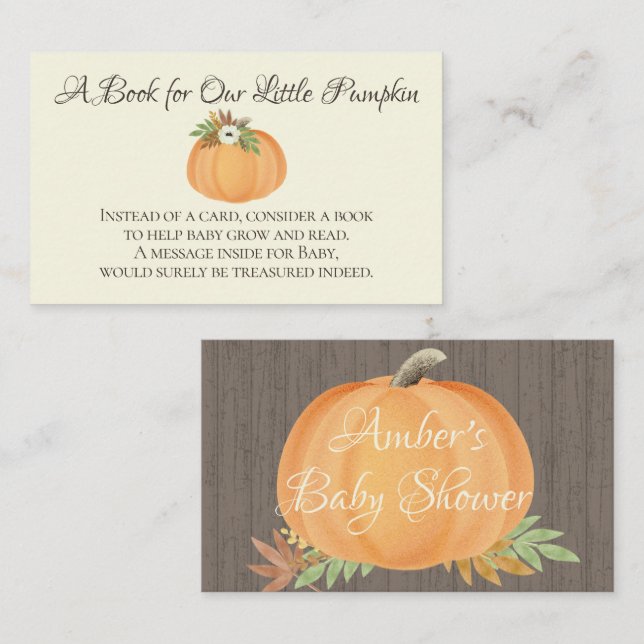 Bücher für Baby Pumpkin Fall Babydusche Visitenkarte (Vorne/Hinten)