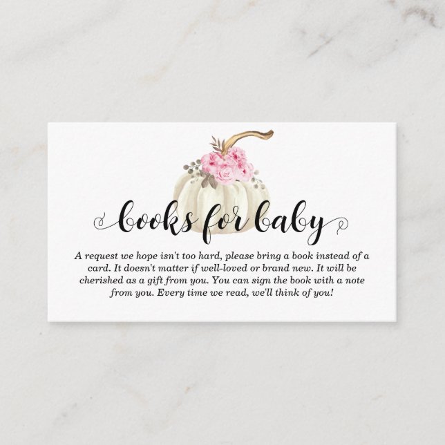 Bücher für Baby Pumpkin Pink Floral Baby Dusche Begleitkarte (Vorderseite)