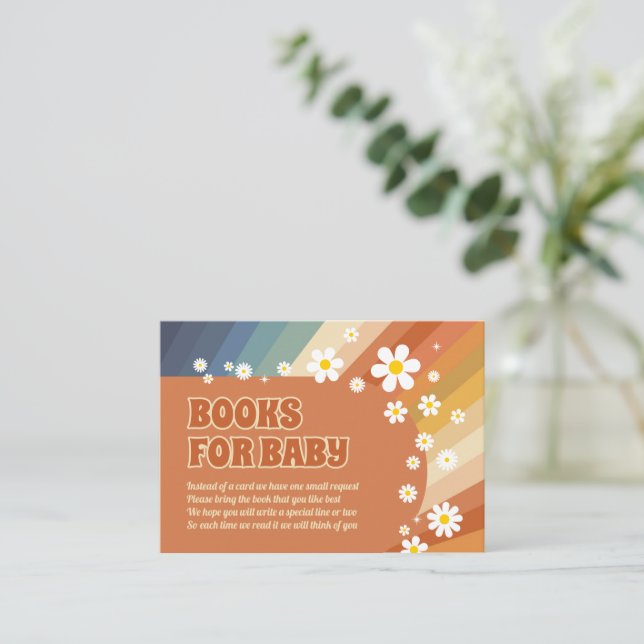 Bücher für Baby Retro Rainbow Hippie Daisy Begleitkarte (Stehend Vorderseite)