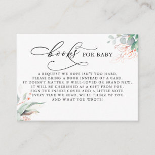 Bücher für Baby Rose Gold Green Request Card Begleitkarte