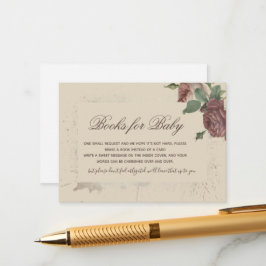 Bücher für Baby Rustic Floral Dust Rose Babydusche Begleitkarte