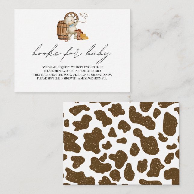 Bücher für Baby Rustic Niedlich Cowboy Wild Wester Begleitkarte (Vorne/Hinten)