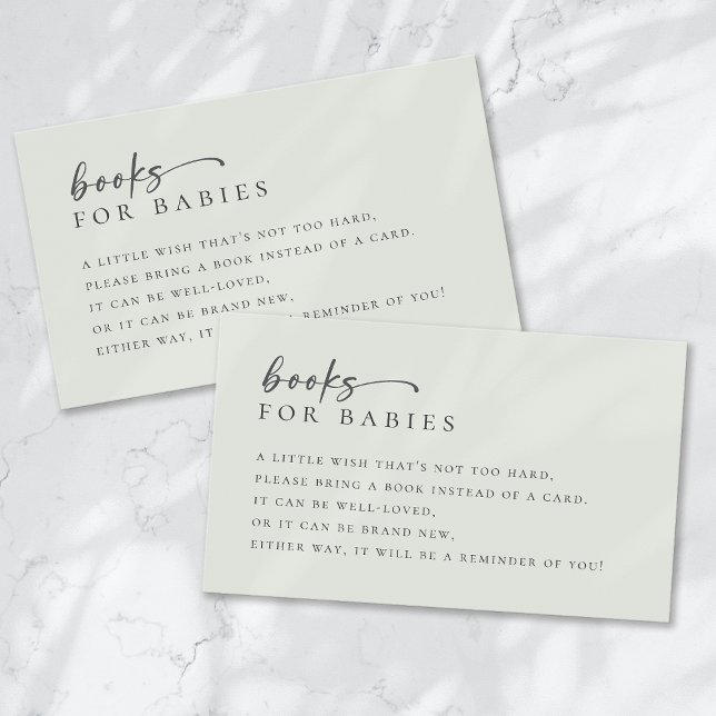 Bücher für Baby Sage Green Minimalistisch Baby Dus Begleitkarte (Von Creator hochgeladen)