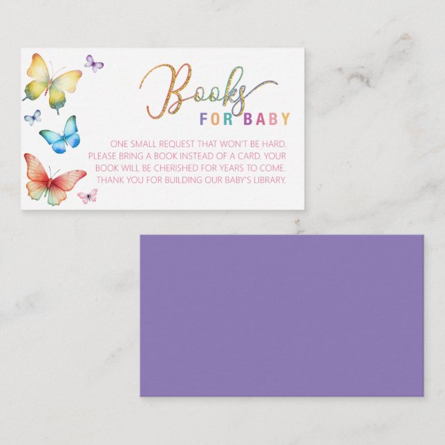 Bücher für Baby-Schmetterling-Einsteckkarte Begleitkarte (Vorne/Hinten)