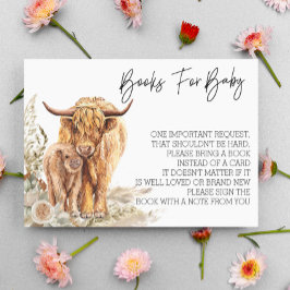 Bücher für Baby Shower Highland Cow Boho Begleitkarte