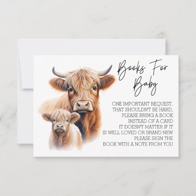 Bücher für Baby Shower Highland Cow Einladung (Vorderseite)